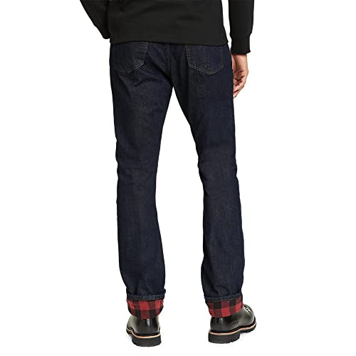 Eddie Bauer Men's H2Low Flex Flannel-Lined Jeans, Deep Rinse, 34W x 32L