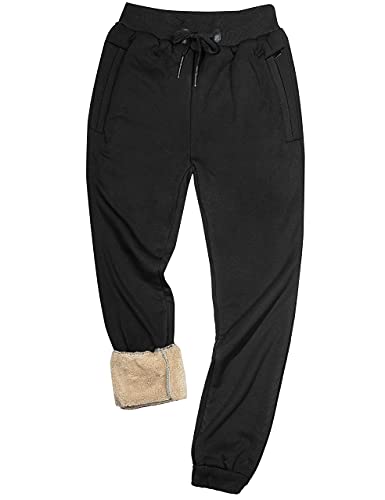 Yeokou Men's Casual Warm Sherpa Lined Elastic Waist Pant Trousers