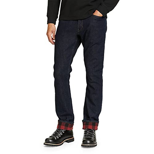 Eddie Bauer Men's H2Low Flex Flannel-Lined Jeans, Deep Rinse, 34W x 32L