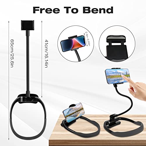 Cell Phone Stand, Neck Cell Phone Holder, Flexible Long Arm Gooseneck Phone Holder for bed, 360 Degree Free Rotation Phone Mount, Universal Multi-Functional Mobile Phone Stand for 4.7''-6.7'' Phone