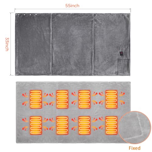 USB Heated Blanket,Cordless Electric Blanket with 20000mAH Battery,18W High-Power,8 Heating Zones,Machine Washable Super Cozy Soft Wearable Blanket with 3 Heating Levels & Timing Function