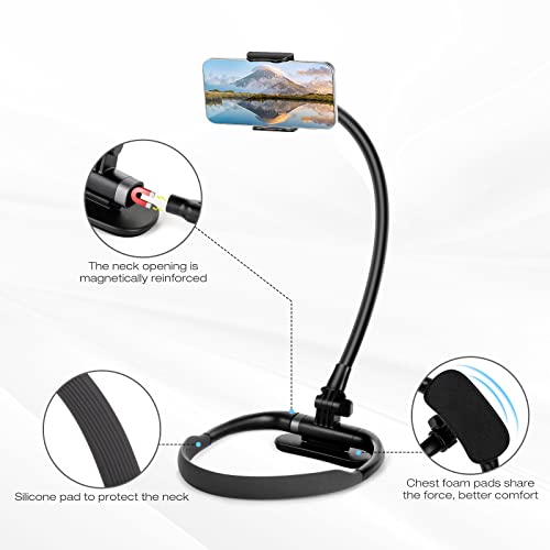 Cell Phone Stand, Neck Cell Phone Holder, Flexible Long Arm Gooseneck Phone Holder for bed, 360 Degree Free Rotation Phone Mount, Universal Multi-Functional Mobile Phone Stand for 4.7''-6.7'' Phone
