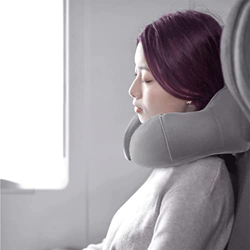 Travel Pillow, Best Memory Foam Neck Pillow and Head Support Soft Pillow with Side Storage Bags, for Sleep Rest, Airplane, Car, Family and Travel Use(Dark Grey)