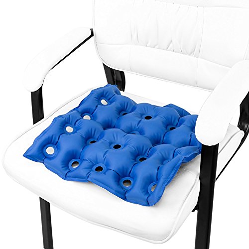 Premium Air Inflatable Seat Cushion - Comfortable Chair Cushion for Wheel Chair - Ideal for Prolonged Sitting - Ideal Seat Cushion for Daily Use (Blue)