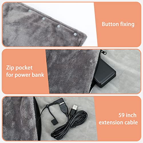 USB Heated Blanket,Cordless Electric Blanket with 20000mAH Battery,18W High-Power,8 Heating Zones,Machine Washable Super Cozy Soft Wearable Blanket with 3 Heating Levels & Timing Function