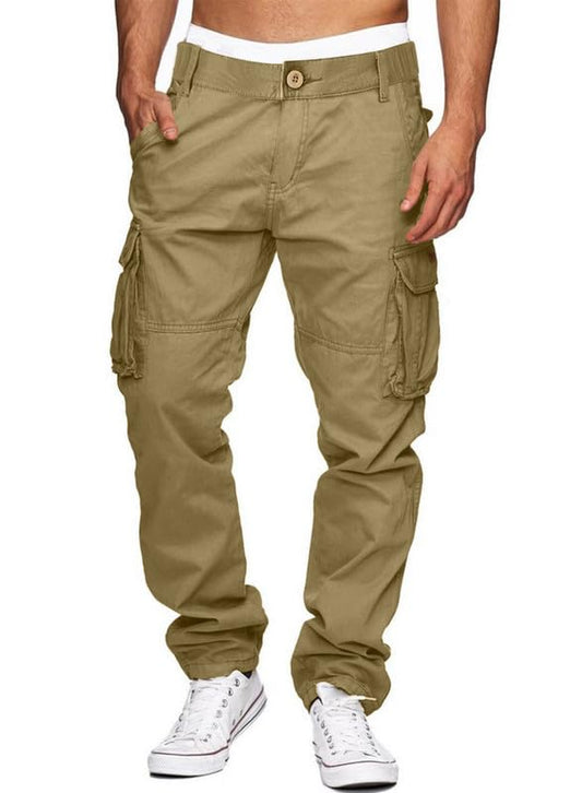 JMIERR Mens Gray Cargo Pants Casual Cotton Work Pants Stretch Elastic Waist Relaxed Fit Lightweight Outdoor Flexible Hiking Jogger Pants with 6 Pockets,US 32(S),Light Gray