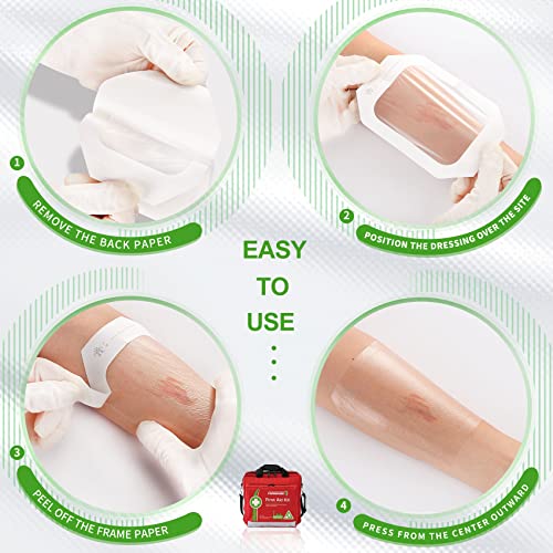 Transparent Film Dressing, Waterproof Wound Cover Bandage 4''x4.75'', 50 Packs, Post Surgical Shower or IV Shield, Tattoo Aftercare Bandage, Adhesive Patch by NeuHeils (4" x 4 3/4")