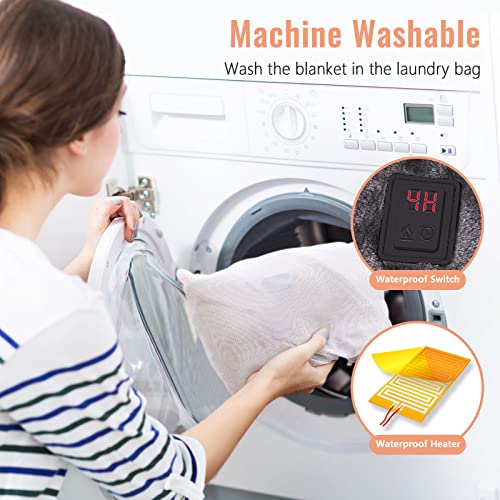USB Heated Blanket,Cordless Electric Blanket with 20000mAH Battery,18W High-Power,8 Heating Zones,Machine Washable Super Cozy Soft Wearable Blanket with 3 Heating Levels & Timing Function