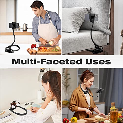Cell Phone Stand, Neck Cell Phone Holder, Flexible Long Arm Gooseneck Phone Holder for bed, 360 Degree Free Rotation Phone Mount, Universal Multi-Functional Mobile Phone Stand for 4.7''-6.7'' Phone