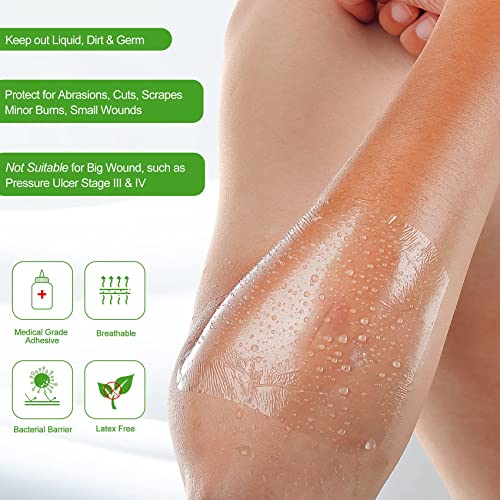 Transparent Film Dressing, Waterproof Wound Cover Bandage 4''x4.75'', 50 Packs, Post Surgical Shower or IV Shield, Tattoo Aftercare Bandage, Adhesive Patch by NeuHeils (4" x 4 3/4")