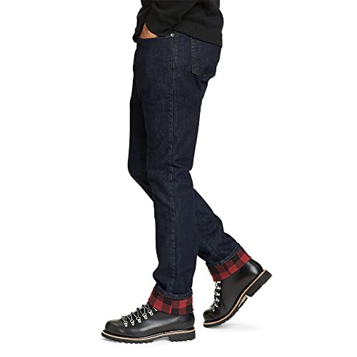 Eddie Bauer Men's H2Low Flex Flannel-Lined Jeans, Deep Rinse, 34W x 32L