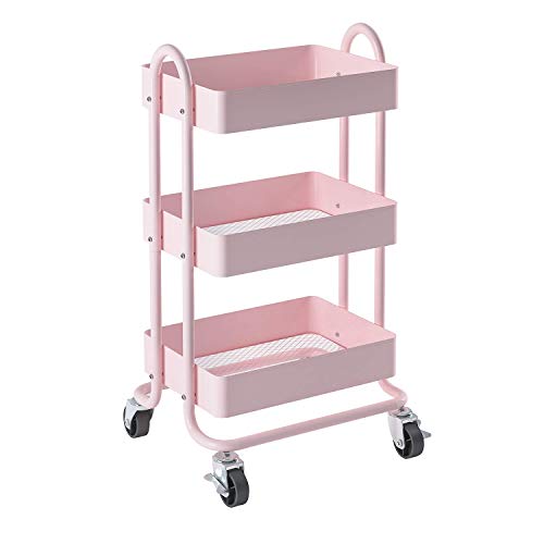 3-Tier Metal Utility Rolling Cart, Heavy Duty Multifunction Cart hot