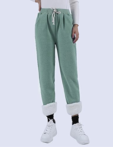 Women's Fleece Sweatpants Sherpa Lined Pants Winter Warm