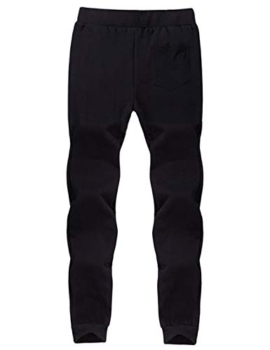 Yeokou Men's Casual Warm Sherpa Lined Elastic Waist Pant Trousers
