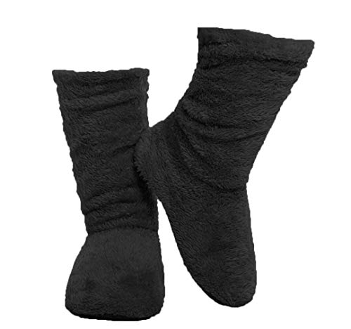 FRALOSHA Women's Slipper Sock Coral Velvet Indoor Spring-Autumn Super Soft Warm Cozy Fuzzy Lined Booties Slippers (25cm) Black