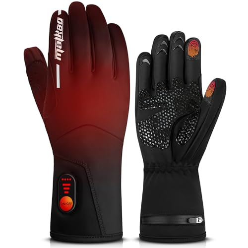 MATKAO Heated Gloves for Men Women Rechargeable, 3000mAh Heated Motorcycle Gloves with Battery, Electric Heated Work Gloves Liners, Touch Screen Winter Gloves for Cycling Skiing, Hunting