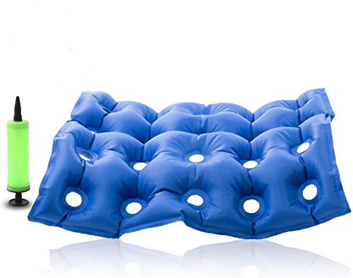 Premium Air Inflatable Seat Cushion - Comfortable Chair Cushion for Wheel Chair - Ideal for Prolonged Sitting - Ideal Seat Cushion for Daily Use (Blue)