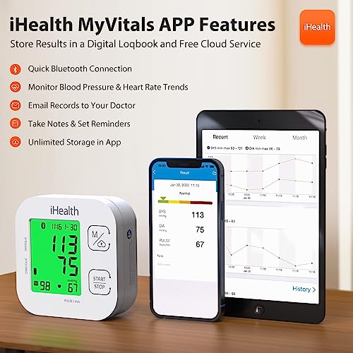 iHealth Track Smart Upper Arm Blood Pressure Monitor with Wide